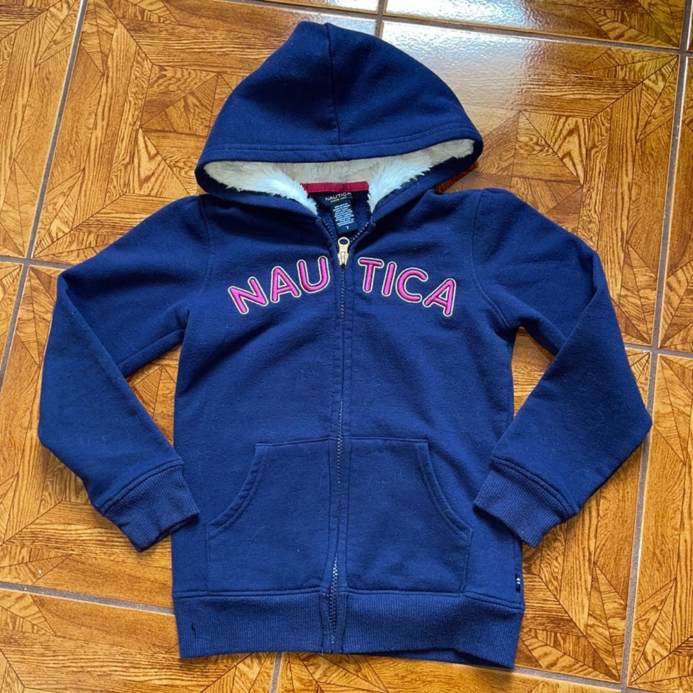 NAUTICA blue and pink girl’s hoodie size 7